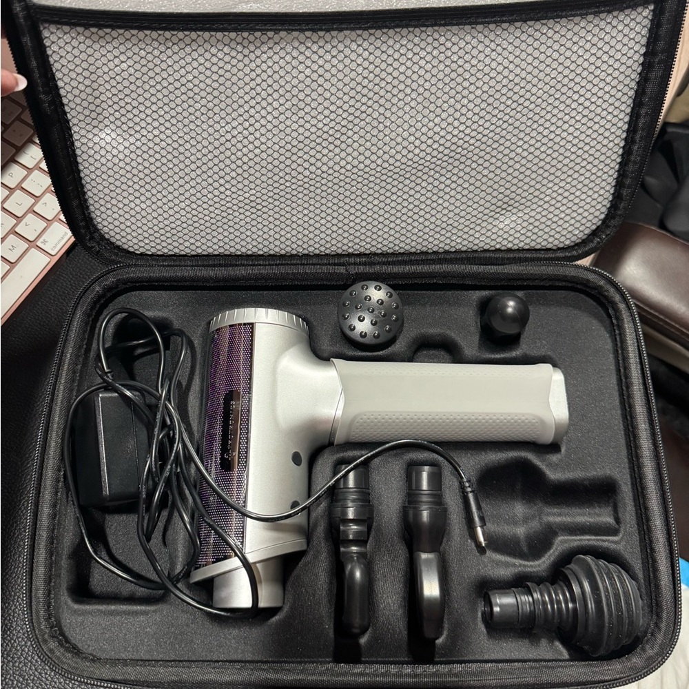 Silver and Purple Massage Gun Set